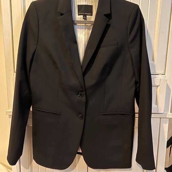 Banana Republic Black Wool Suit Blazer with Pinstripe Lining - Picture 3 of 8